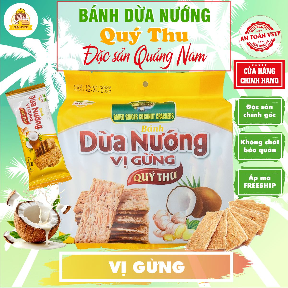 Bánh dừa nướng vị gừng Quý Thu
