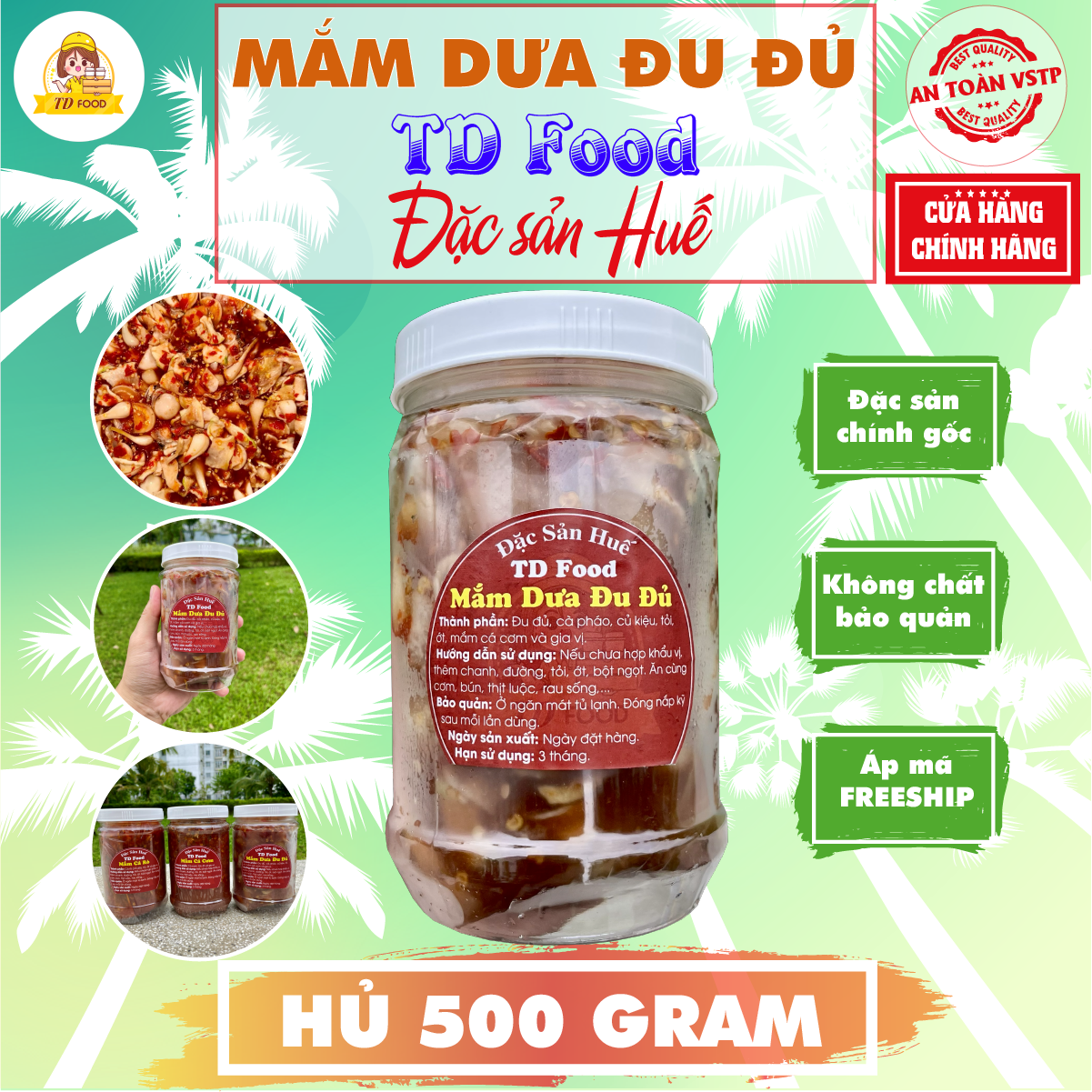 Mắm dưa đu đủ TD Food - Đặc sản Huế